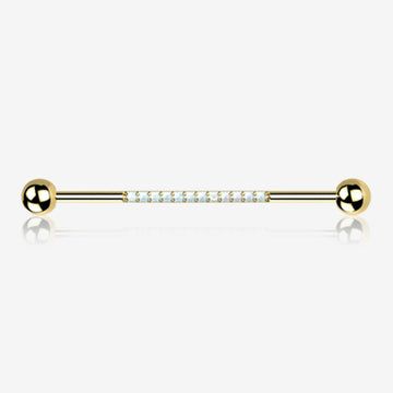 Implant Grade Titanium Golden Sparkle Lined Fire Opal Industrial Barbell-White Opal